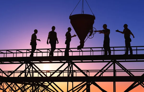 Silhouette Workers Background Sky Render — Stock Photo, Image