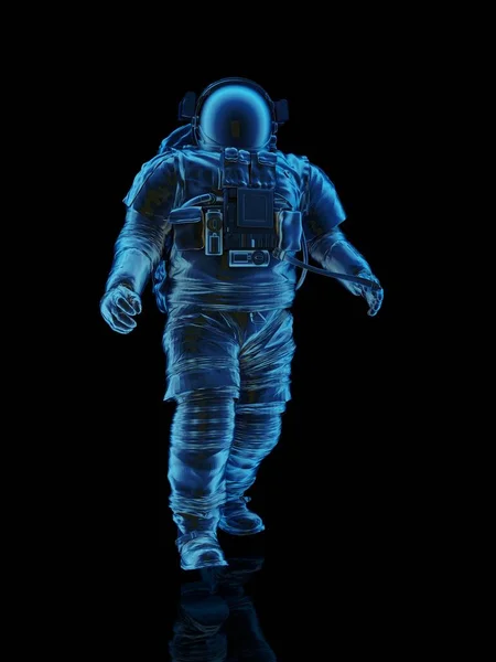 Astronaute Sur Fond Noir Rendu — Photo