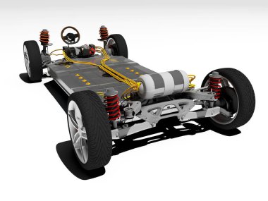 Electric car model on a white background..3d render