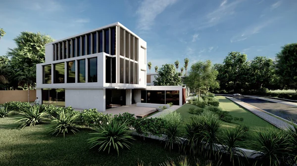 Modern Épület Háttér Render — Stock Fotó