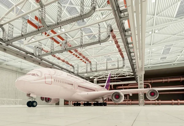 Passenger Aircraft Hangar Render — Stock Photo, Image