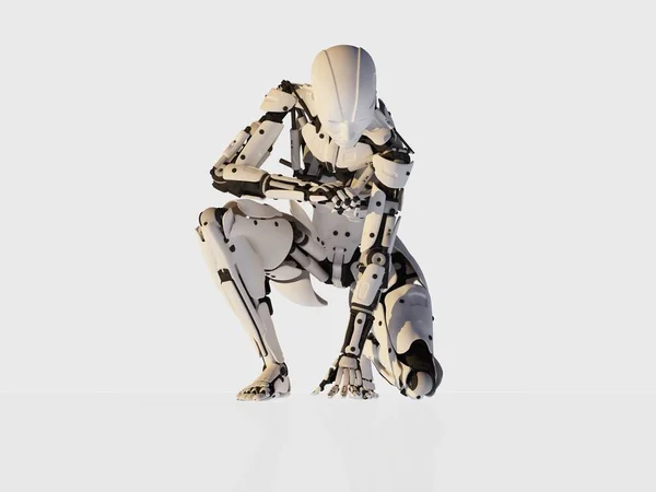 Robot Sobre Fondo Blanco Render — Foto de Stock