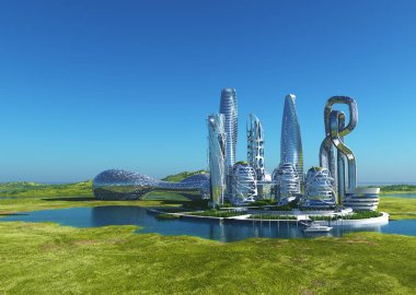 Şehrin en üst görüntüsü... 3D görüntüleme