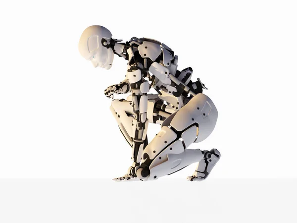 Roboter Auf Weißem Hintergrund Renderer — Stockfoto