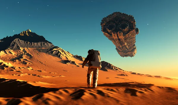 Astronautul Fundalul Planetei Render — Fotografie, imagine de stoc