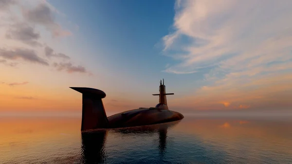 海の軍艦 3Dレンダリング — ストック写真