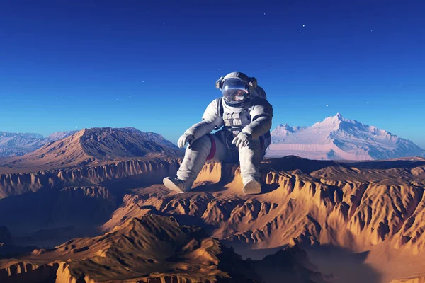 Astronauta Fondo Del Planeta Render — Foto de Stock