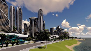 3D şehir görüntüleme panoraması