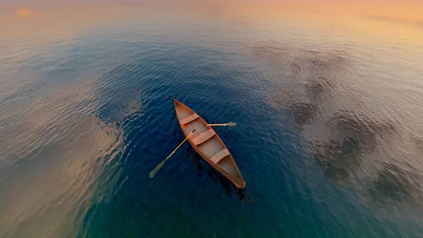 Boot Auf Dem Hintergrund Der Meereslandschaft Darstellung — Stockfoto