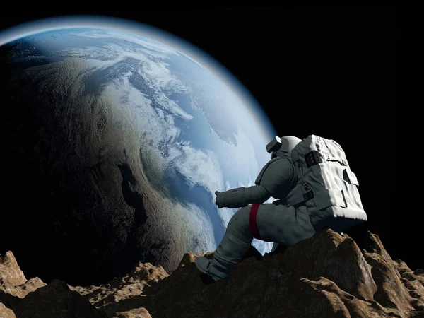 Astronaut Planet Elemen Image Furnished Nasa Render — Stock Fotó