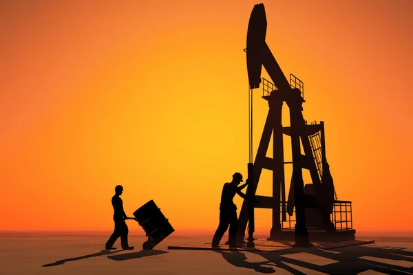 Tecnica Petrolio Nel Deserto Render — Foto Stock