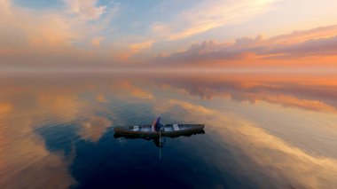 Denizde yelken açan klasik yelkenli.