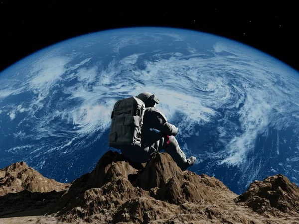 Een Astronaut Zijn Planeet Elemen Van Dit Beeld Geleverd Door — Stockfoto
