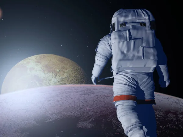 Een Astronaut Zijn Planeet Elemen Van Dit Beeld Geleverd Door — Stockfoto