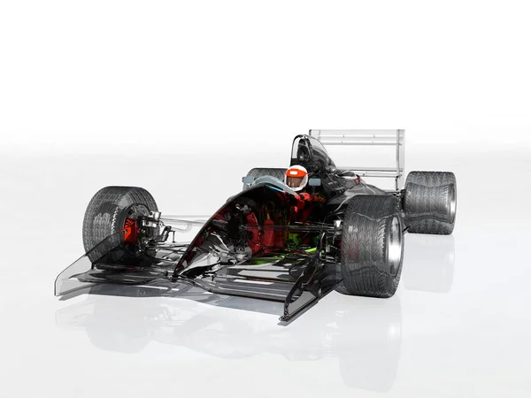 Racing Cars White Background Render — Stock Photo, Image