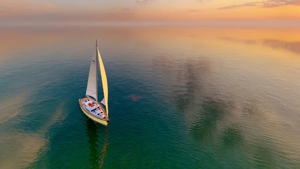 Яхта Тлі Морського Пейзажу Візуалізація — стокове фото