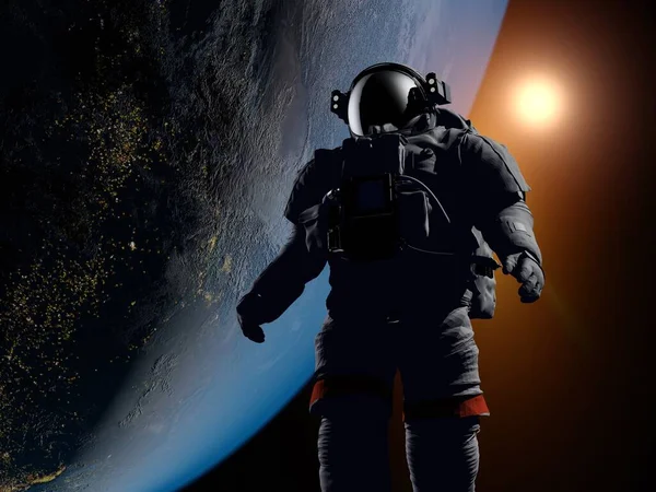 Astronauta Están Planeta Elemen Esta Imagen Proporcionada Por Nasa Render — Foto de Stock