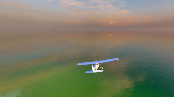Літак Над Морем Візуалізація — стокове фото