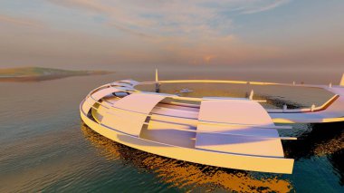 Sudaki şehir, 3D görüntüleme.