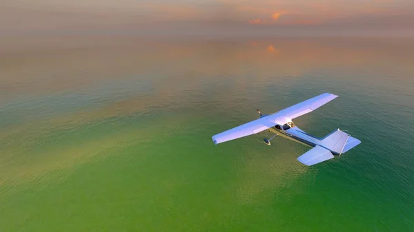 Літак Над Морем Візуалізація — стокове фото