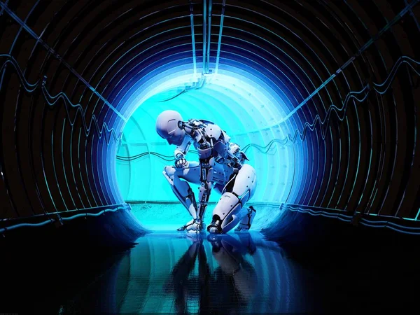 Roboten Tunneln Återgivning — Stockfoto