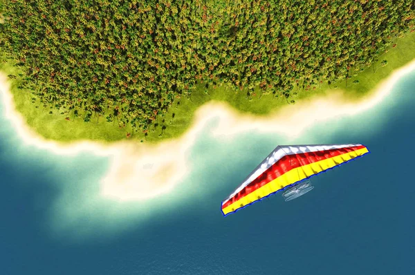 Lotnia Przelatuje Nad Wybrzeżem Renderowanie — Zdjęcie stockowe