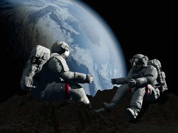 Grupo Astronautas Están Planeta Renderizar Elemen Esta Imagen Proporcionada Por — Foto de Stock