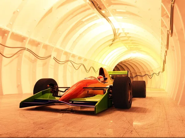 Urheiluauto Tunnelissa Renderointi — kuvapankkivalokuva