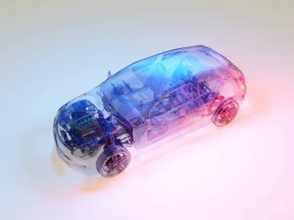 白い背景のモデル車 3Dレンダリング — ストック写真