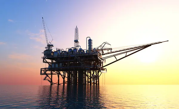 Producción Petróleo Mar Render — Foto de Stock