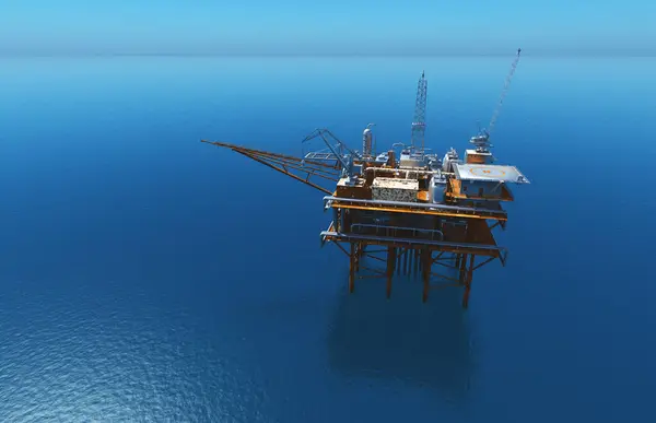 Oil production into the sea,3d render
