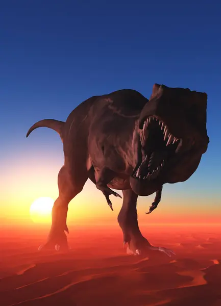 Giant Dinosaur Background Colorful Sky Render Royalty Free Stock Images
