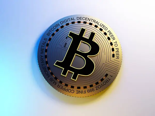 Beyaz Zemin Üzerinde Bitcoin Paralar Canlandırma — Stok fotoğraf