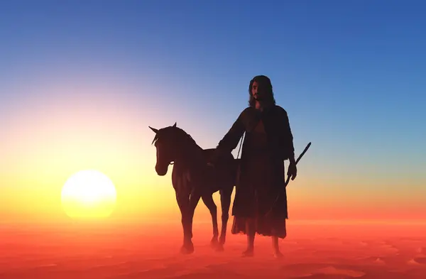 예수님 사막의 예수님 스톡 사진