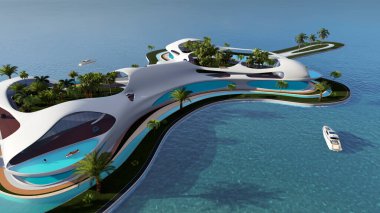 Şehrin en üst görüntüsü... 3D görüntüleme