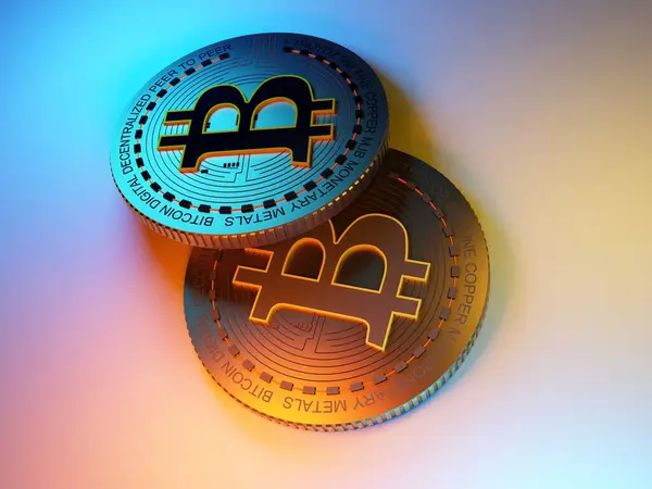 Bitcoin Münzen Auf Weißem Hintergrund Render lizenzfreie Stockfotos
