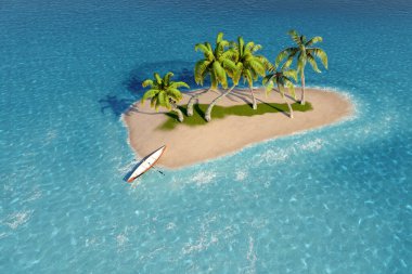 Denizde bir ada..., 3D render