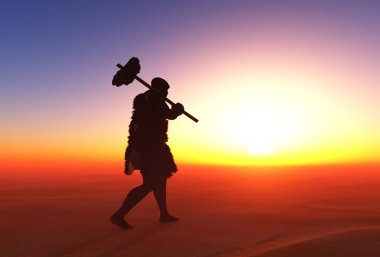 Çöldeki ilkel adam.