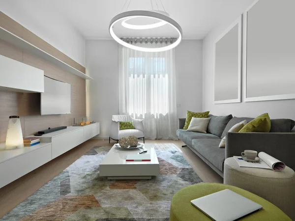 Modern Living Room Interior Sofa Wooden Floor — Stock Photo, Image