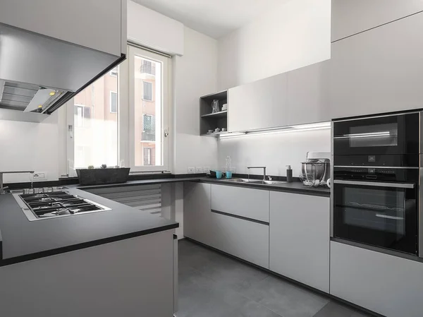 Moderne Witte Keuken Interieur — Stockfoto
