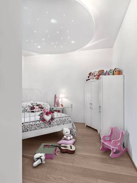 Interior Kamar Tidur Anak Anak Modern Dengan Lantai Parket Dan Stok Foto