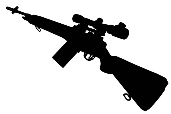M14 Odstřelovací Puška Černá Silueta — Stock fotografie