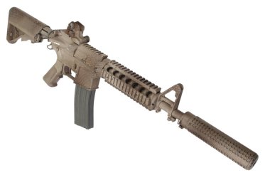 Special forces rifle M4 with suppressor isolated on a white background clipart