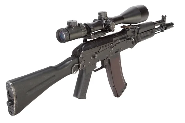 Сучасна Модель Штурмової Гвинтівки 105 Оптичним Прицілом Ізольована Білому — стокове фото