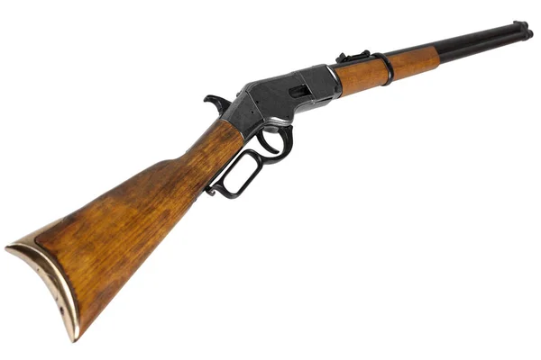 Wild West Period Winchester Lever Action Repeating Rifle Isolated White — Foto de Stock