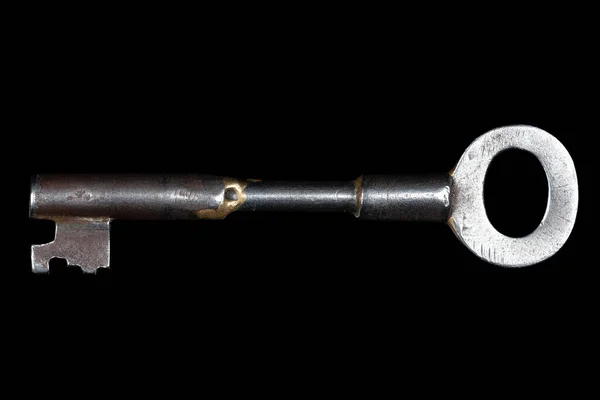 Старый Ржавый Ключ Черном Фоне — стоковое фото