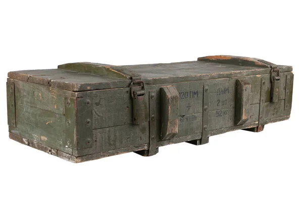 Army Ammunition Green Crate Text Russian Type Ammunition Projectile Caliber — Fotografia de Stock