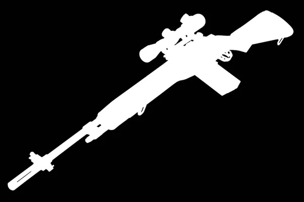 M14 Tabanlı Keskin Nişancı Tüfeği Siyah Arkaplanda Beyaz Siluet — Stok fotoğraf