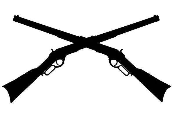 旧西十字ライフルの紋章 クロスウィンチェスターレバーアクション繰り返しライフルブラックシルエット — ストック写真