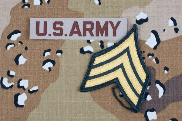 美国Army沙漠风格战斗服 上士军衔补丁 — 图库照片